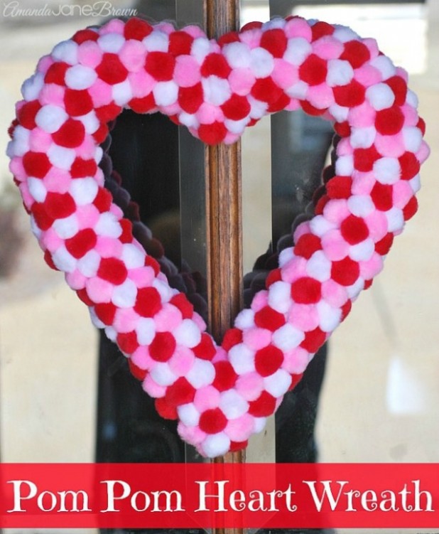Pom Pom Heart Wreath Amanda Jane Brown Hobby Lobby Seasonal Furniture