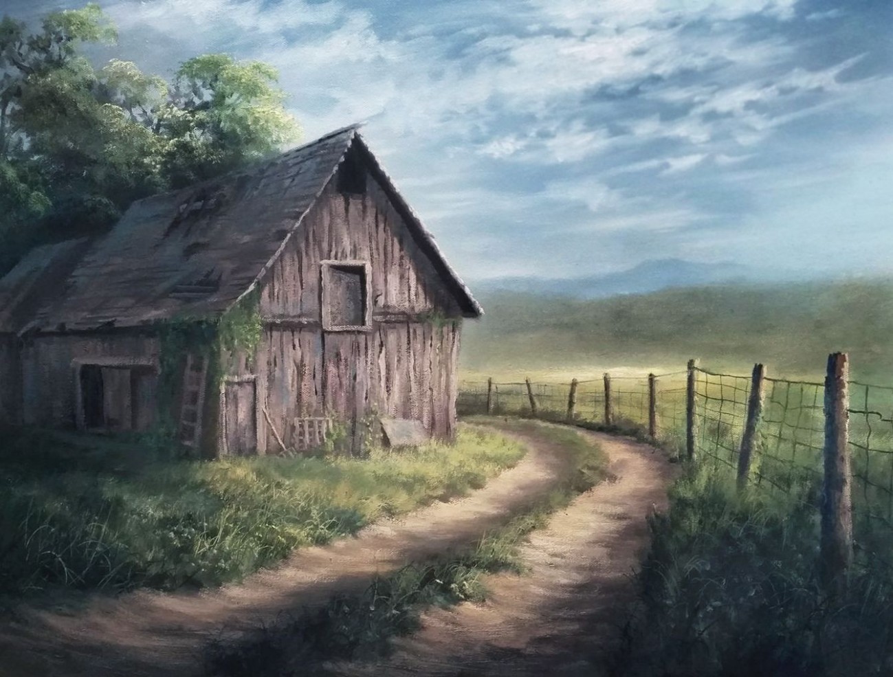 "barn By The Road" Oil Painting By Kevin Hill Watch Short ..