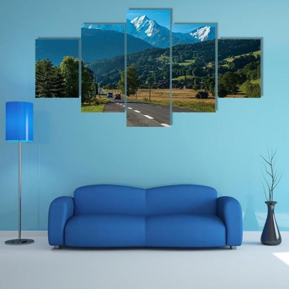 Road Between Fields Near The Mont Blanc Multi Panel Canvas ..