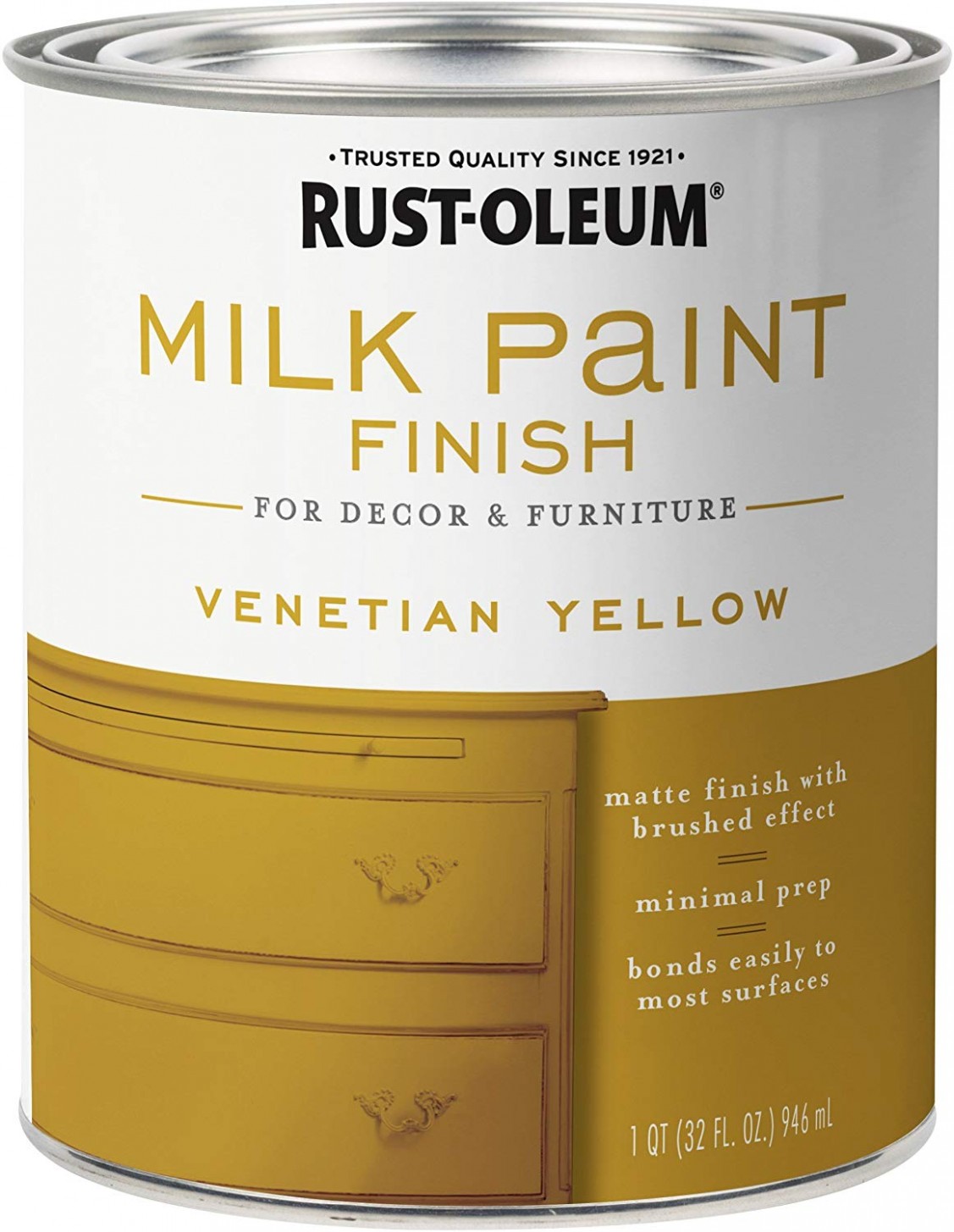 Rust Oleum 7 Finish Milk Paint, Quart, Venetian Yellow Rustoleum Chalk Paint Reers