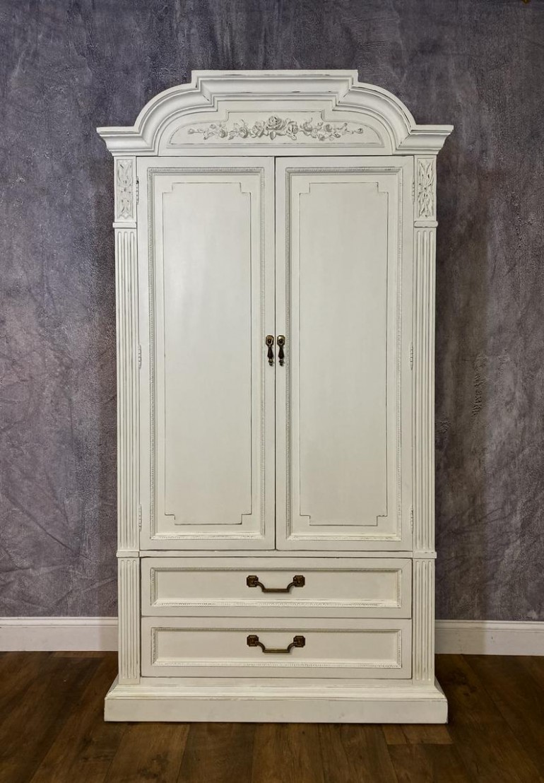 Shabby Chic Armoire, White Chalk Paint, Rose Embellishments, French Cottage Decor Where Can I Find Chalk Paint Near Me
