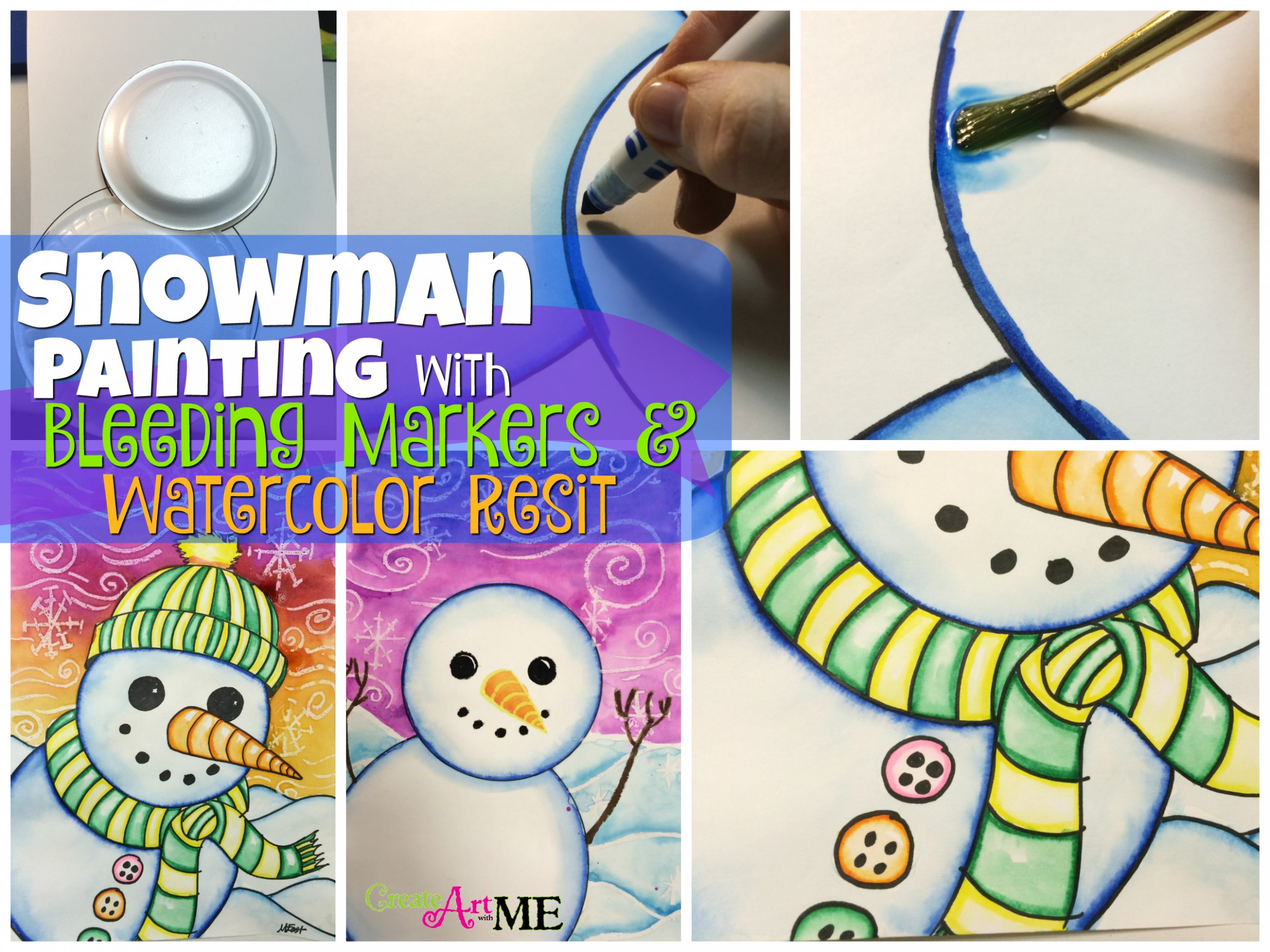 Snowman Painting With Markers & Watercolor Resist ..