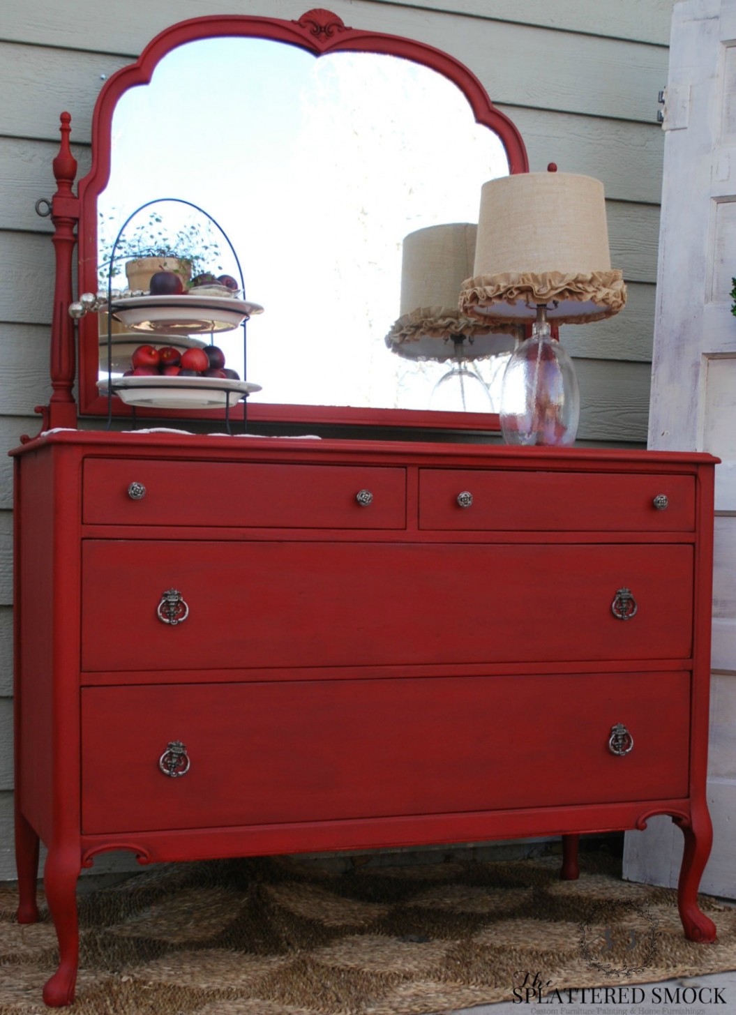 Sold: Red Antique Dresser Painted With Annie By ..