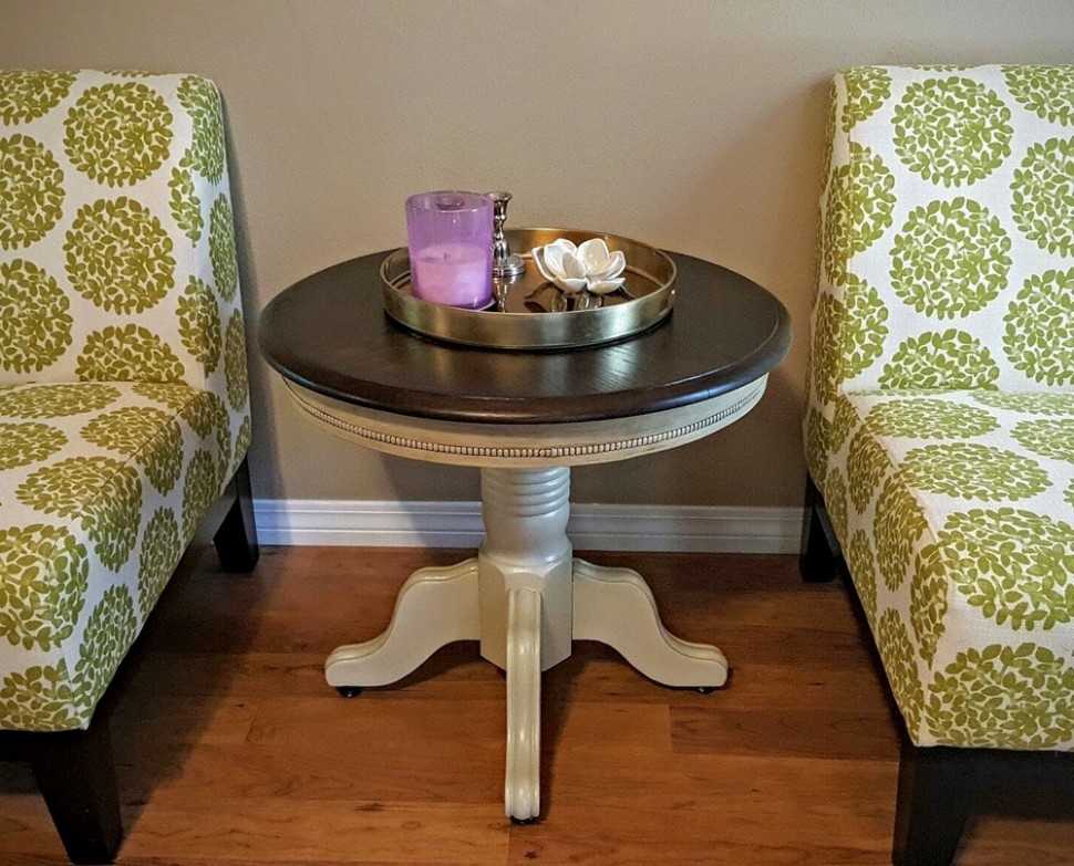 Solid Oak Round End Table Refinished In Annie Sloan Country Grey ..
