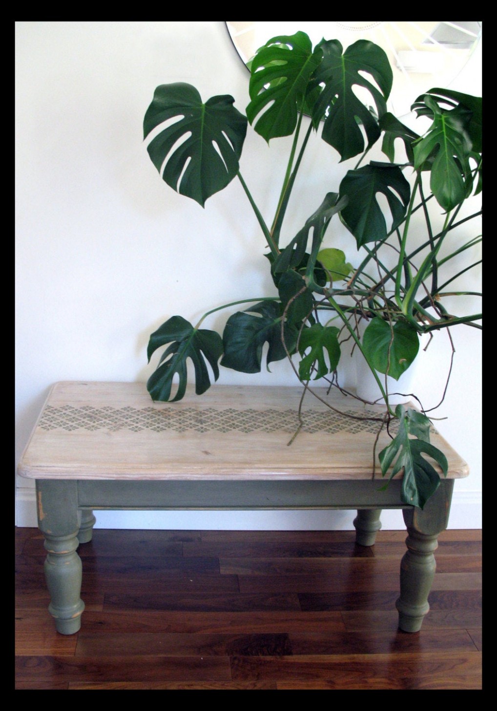Solid Wooden Coffee Table Painted In Olive Green And Old ..