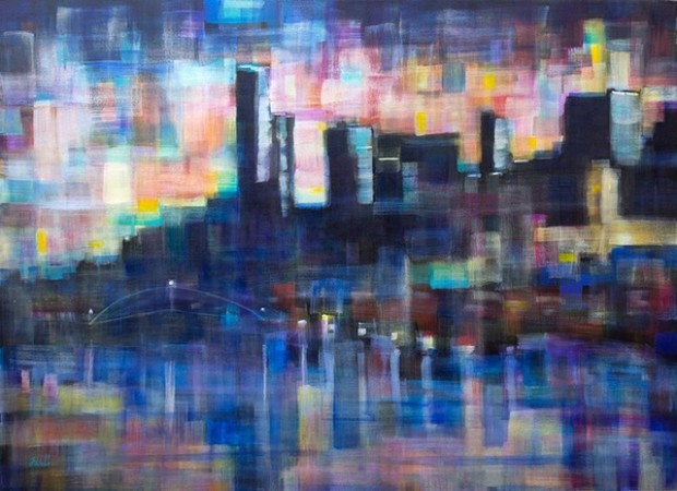 Southbank Evening ( Melbourne Paintings ) | Port Art Gallery Canvas Painting Cles Melbourne