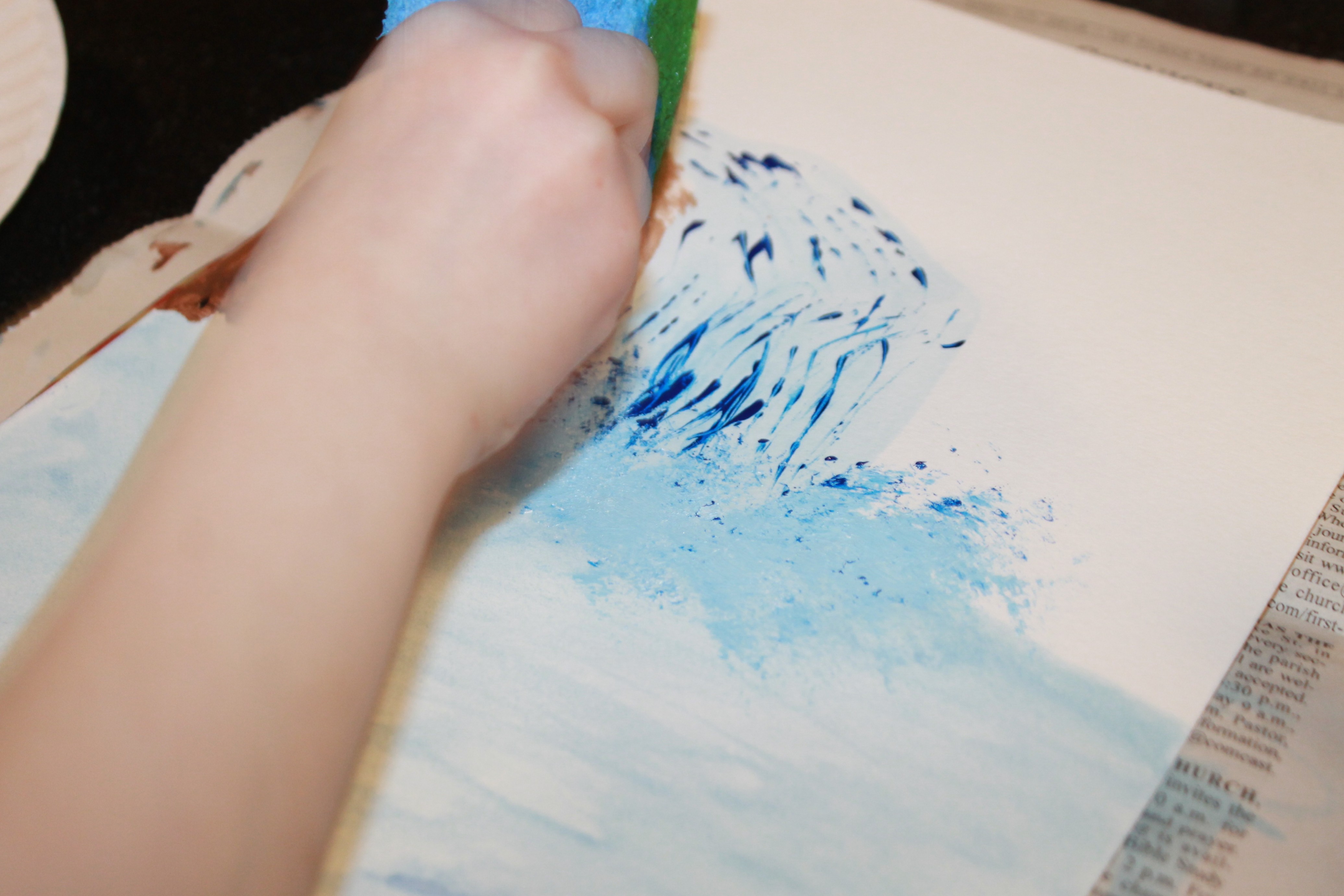Sponge And Fork Painted Waterfalls – The Pinterested Parent Water Painting Cl Near Me