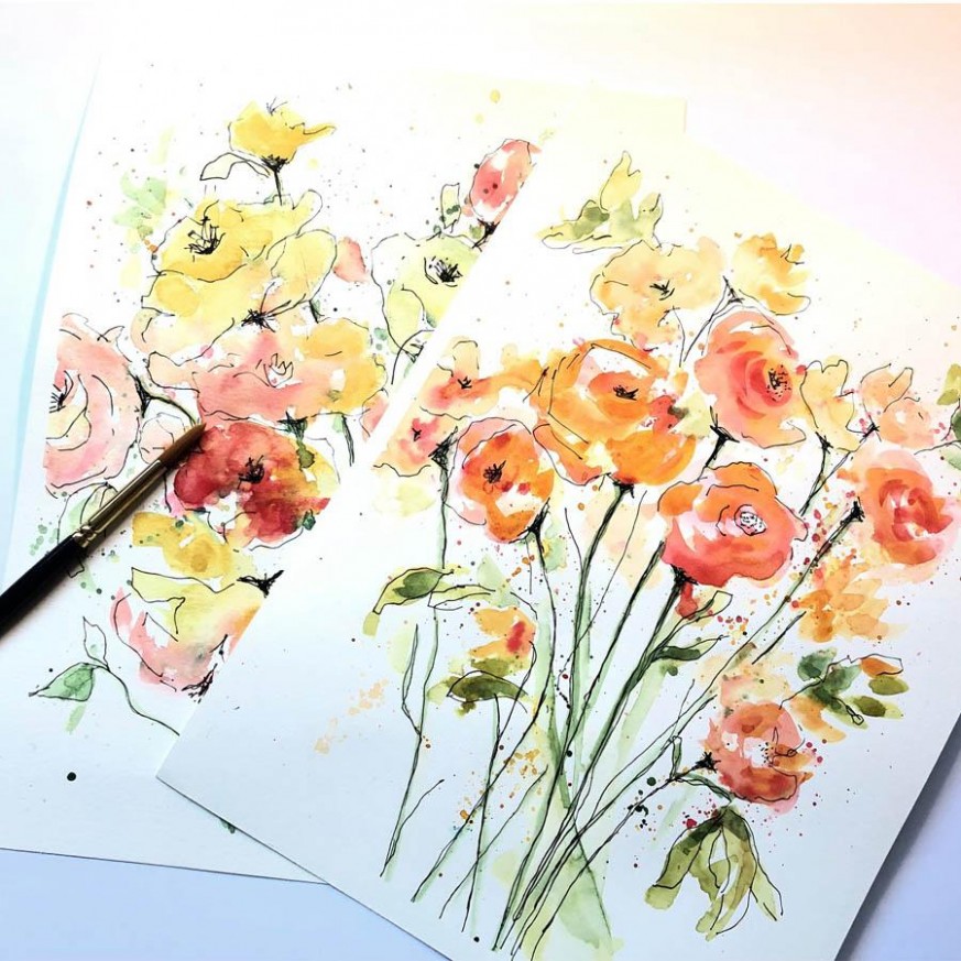 Spring Flowers Watercolor Workshop (8/8) Watercolor Painting Cles Near Me