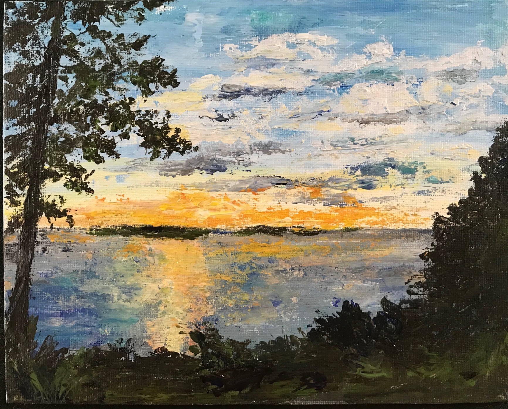 Sun Setting Over Islands Palette Knife Painting Early Bird $8 Off ..