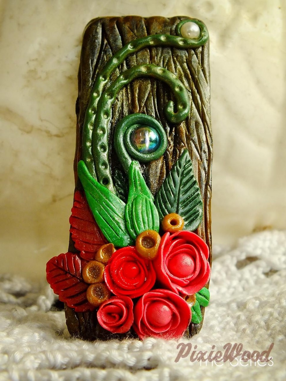 The Pixiewood Series. Jungle Rose Brooch. Made Of Air Dry Clay ..