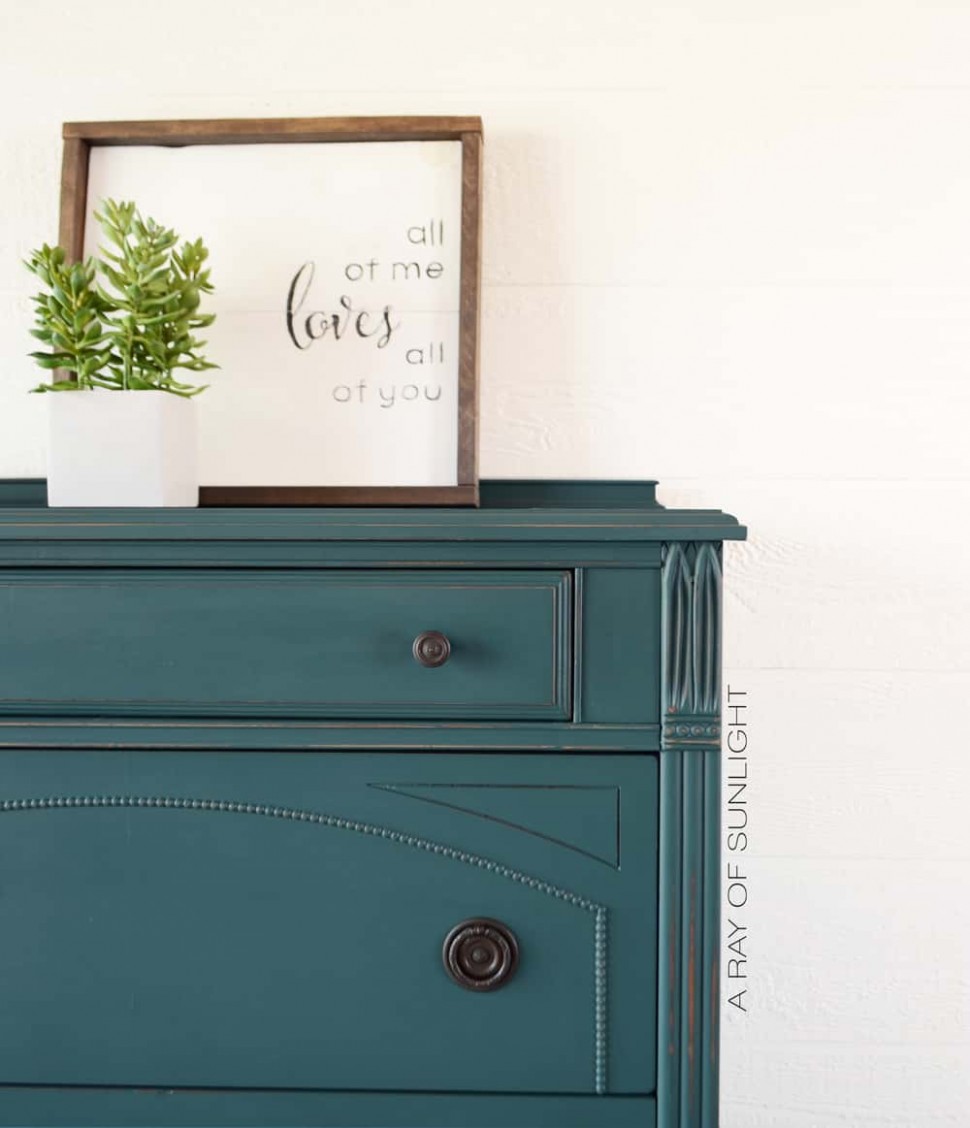 The Teal Painted Dresser Makeover How To Chalk Paint Wood Dresser
