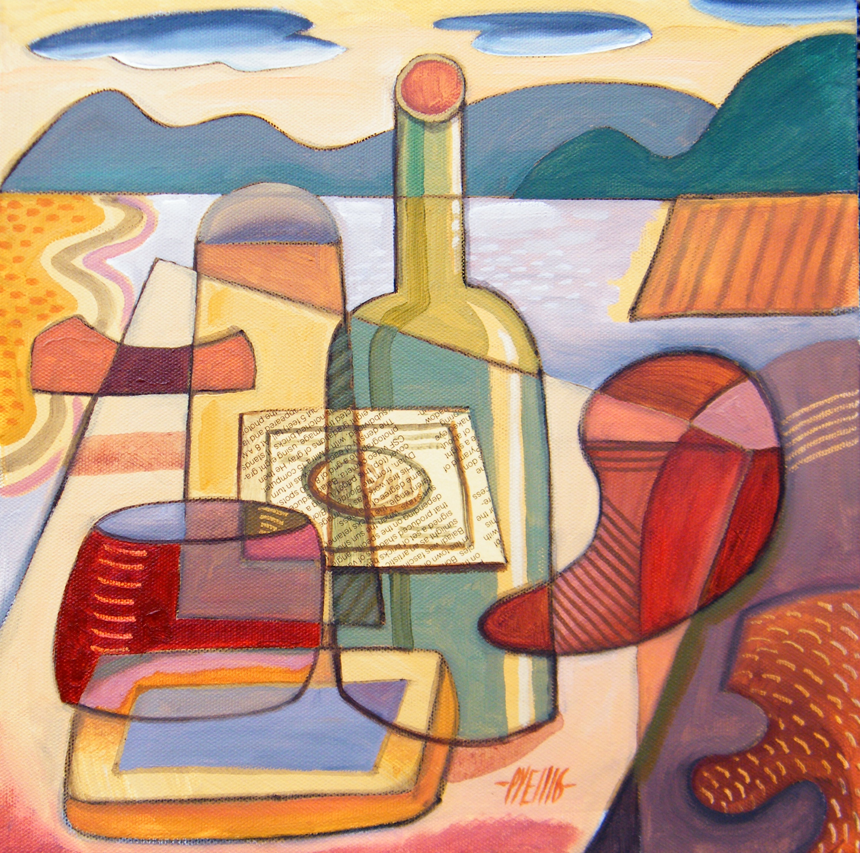 Trevor Pye, Still Life Inlet Painting Cles Near Me With Wine