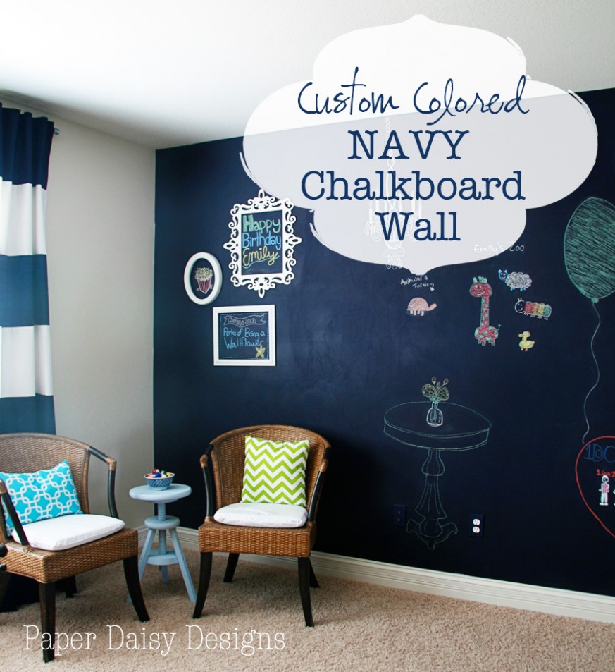 True Blue Navy Chalkboard Wall | Deeplysouthernhome Rustoleum Gallon Chalk Paint
