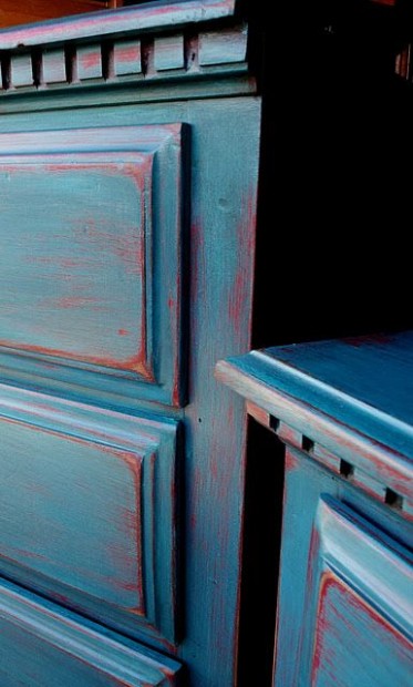 Turquoise, Red Glaze & Distressed. | Red Dresser, Paint ..