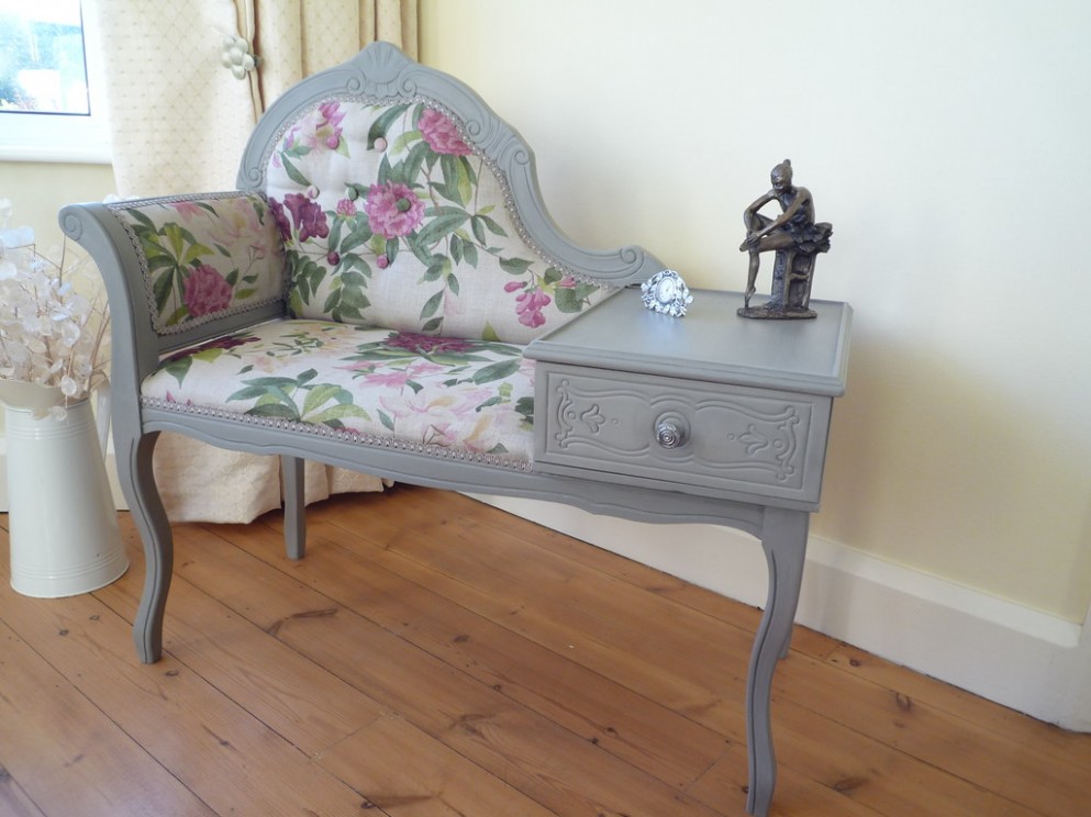 Upcycled Telephone Seat Annie Sloan French Linen Chalk Paint