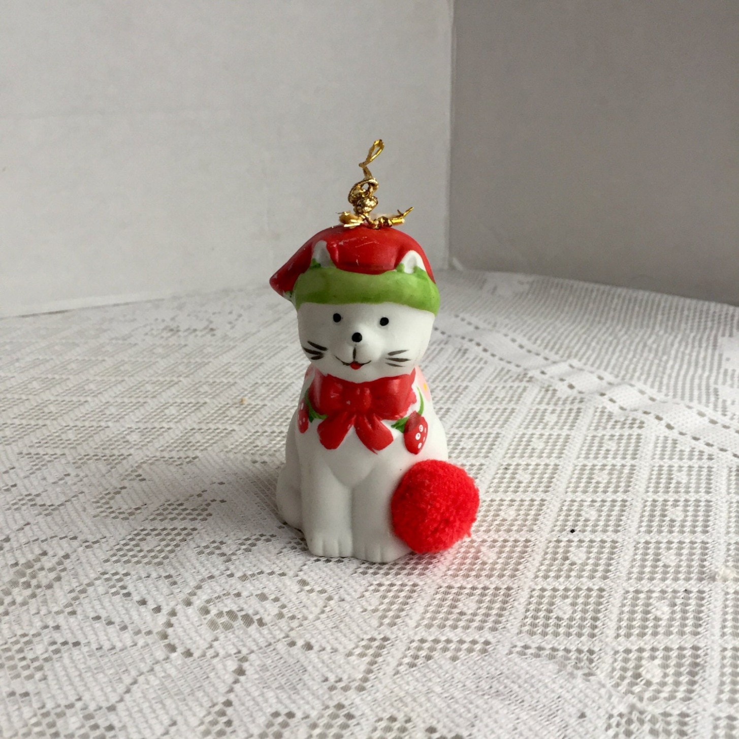 Vintage Ceramic Bell / Red And White Cat Figurine / Vintage Ceramic Christmas Tree Painting Cl Near Me
