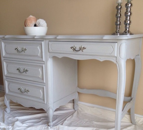 Vintage French Provincial Desk In Annie Sloan Paris Grey Chalk Where To Purchase Annie Sloan Chalk Paint