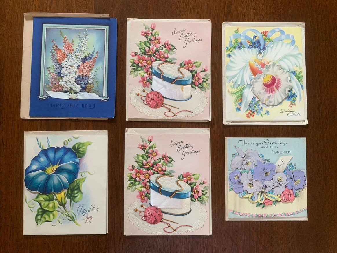 Vintage Lot Of 9 Ornate Unused 9s Greeting Cards & Envelops ..
