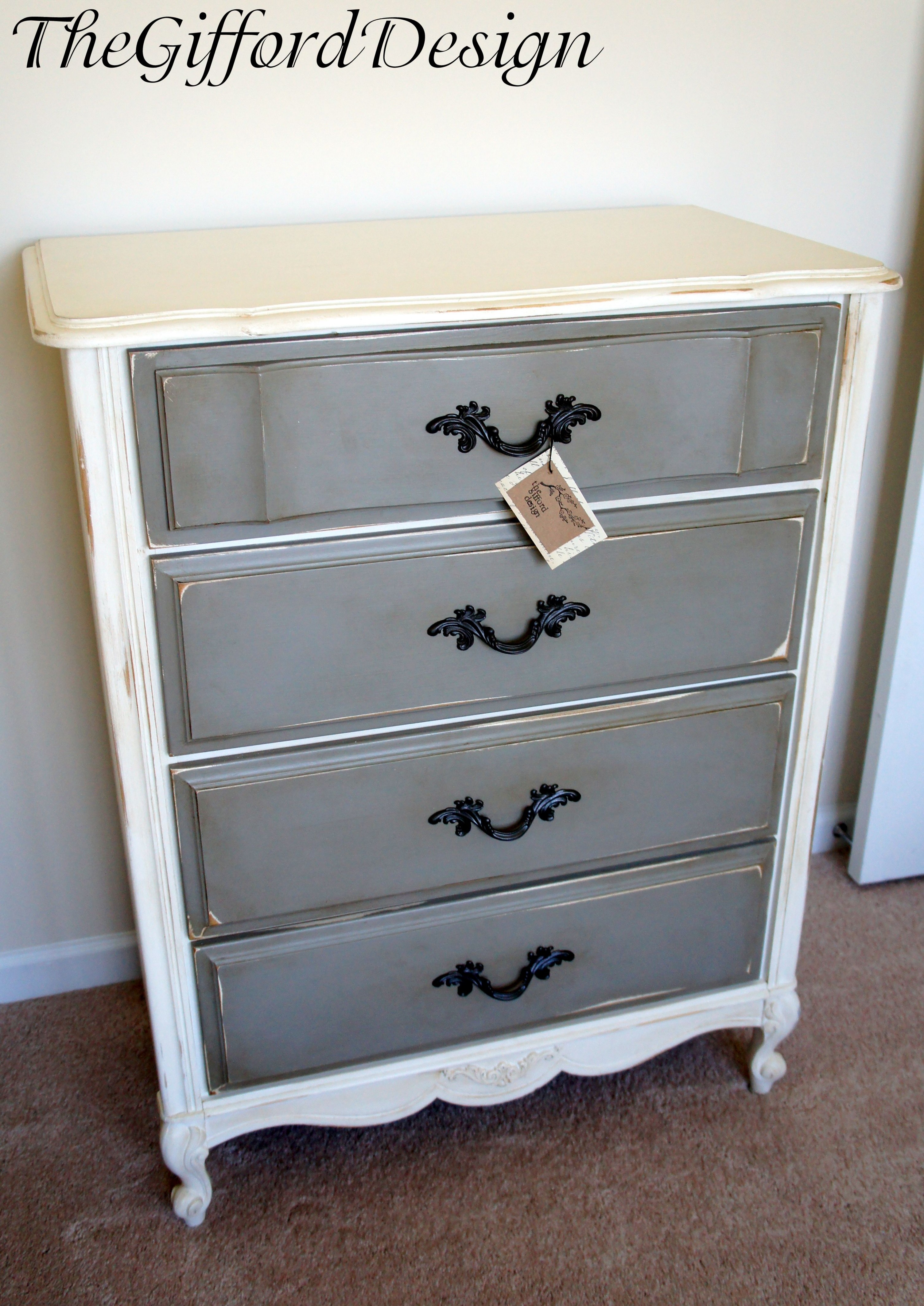 White & Gray Dresser Painted With Homemade White Chalk Paint And ..