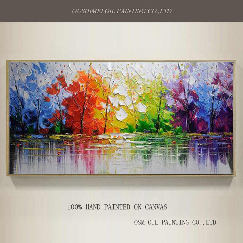 Wholesale High Quality Abstract Trees Oil Painting On Canvas Handmade Beautiful Colors Abstract Landscape Trees Oil Paintings Oil Painting Cl Near Me